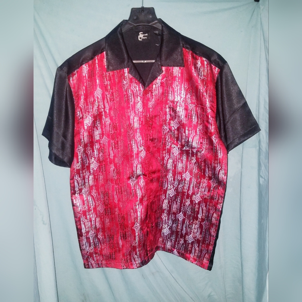 Vintage Oriental Chinese Pattern  Silky  Street Culture Dress Stage Shirt Large